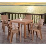 Almina Rattan Masa Takımı 90x90 Camsız Masa 4 Kişilik Sandalye Seti Bahçe Balkon Teras Takımı - Renkli