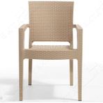 Almina Rattan Sandalye 2 Kişilik Kollu Koltuk Bahçe Balkon Teras Sandalyesi - Bej - Krem - 86x58x58