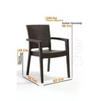 Almina Rattan Takım 90X90 cm Trend Lüx Camlı Masa 4 Adet Kollu Sandalye - Kahverengi