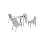 Almina Rattan Takım 90X90 Cm Trend Lüx Camsız Masa 4 Adet Kollu Sandalye