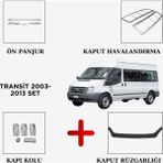 Alminox Oto Aksesuar Transit 2003-2013 Set Ön Panjur - Kapı Kolu - Kaput Havalandırma- Kaput Rüzgarlığı (Hediye) - Paslanmaz Çelik