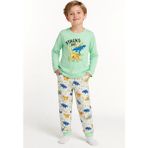 Almira Anne Bebek Çocuk Erkek Pijama Takımı 5-9 Yaş Yeşil ve Beyaz Desenli Rahat - 7 - 8 Yaş
