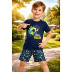 Almira Anne Bebek Çocuklar Için Renkli Lacivert Kısa Kollu Pijama Takımı - 8 - 9 Yaş
