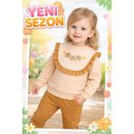 Almira Anne Bebek Kız Bebek Takımı Renkli Nakışlı Yumuşak Penye Set - 12 - 18 Ay - Kahverengi