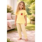 Almira Anne Bebek Kız Çocuk I Love You Berry Much Yazılı Çilek Baskılı Sarı Renk Pijama Takımı - 4 – 5 Yaş