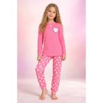 Almira Anne Bebek Kız Çocuk Pamuklu Pijama Takımı Uzun Kollu Kalp Baskı Seçenekleri - 8 - 9 Yaş - Pembe