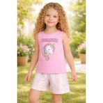 Almira Anne Bebek Kız Çocuk Unicorn Baskılı Dreamer Yazılı Kolsuz Pijama Takımı - 3 Yaş - Pembe