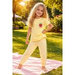 Almira Anne Bebek Rahat ve Şık Bebek Pijama Takımı Çilek Baskılı Sarı Renk Bebek Giyim - 4 - 5 Yaş