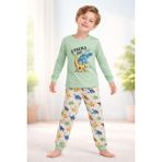 Almira Anne Bebek Yeşil ve Beyaz Erkek Çocuk Pijama Takımı 5-9 Yaş Günlük Rahatlık - 7 - 8 Yaş