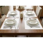 ALMITAL Amerikan Servis 48 x 30 cm 4 Adet Beyaz Kumaş Desenli Suni Deri - 30 x 48 cm