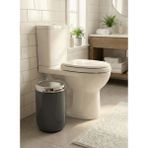 ALMITAL Gri Krom Dekorlu 6 Lt Sallanır Kapaklı Mutfak Banyo Çöp Kovası - Gümüş - Gri - 18x23