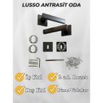 ALMITAL Lusso ANTRASİT Kare Rozetli Kapı Kolu Lüks Oda Kapı Kolu - Antrasit