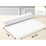 Almital Mobilya Aksesuarlari 48 cm x 1 m beyaz kumaş desenli, suni deri çekmece İçi Kaydırmaz Halı , çekmece halısı, raf örtüsü