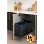 almital mobilya aksesuarları furniture accessories Cassone 16+1 Litre Dolap İçi Raylı Teleskopik Antrasit Çöp Kovası, Minimum Kapak Genişliği 40 cm