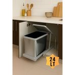 almital mobilya aksesuarları furniture accessories Cassone 24 Litre, Dolap içi Raylı Gri, Paslanmaz Krom Çöp Kovası , kapak genişliği 40 cm