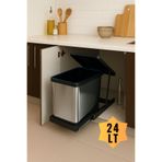 almital mobilya aksesuarları furniture accessories Cassone Dolap içi Teleskopik Raylı Paslanmaz Krom Çöp Kovası 24 Litre, minimum kapak genişliği 40 cm