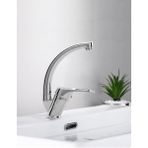 Almital Mobilya Aksesuarlari Rubinetti Lavabo Bataryası, Krom, Döner Başlı, Çift Su Girişli, 40 mm kartuşlu