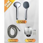 ALMITAL Setti Docia Supor Krom Duş Seti, 5 Kademe Ayarlı Başlık, Mafsal, Spiral Hortum