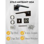 ALMITAL Stilo ANTRASİT Kare Rozetli Kapı Kolu Lüks Oda Kapı Kolu - Antrasit