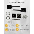 ALMITAL Stilo SİYAH Kare Rozetli Kapı Kolu Lüks Oda Kapı Kolu - Siyah