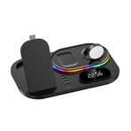alogo-z Bir pple iWatch SE/6/5/4/3/2/1, AirPods Pro/iPhone 13/12/12 Pro Max/11 Serisi/XS Max/XR/XS/X/8/8 Plus/S amsung Galaxy Qi-Phones için Kablosuz Şarj İstasyonu (Siyah)
