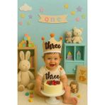 Aloha Concept Kahve “three” Yazılı 3 Yaş Doğum Günü Taç ve Kürdan Süs Seti
