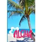 Aloha! Palm tree on Beach in Hawaii Notebook/ Journal - 120 pages; Hawaiian Lined notebooks - by: Blue Pixie Creations