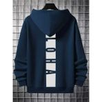 Aloha Sırt Baskılı Oversize Kapşonlu Sweatshirt - 01L-Lacivert
