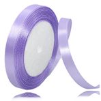 ALOHOVME Açık Mor Saten Kurdele 10 mm x 23 Metre, El işi, Hediye Paketleme, Yay Yapımı, Çiçek Aranjmanı, Kendin Yap Dikiş Projeleri, Gelin Buketi ve Festival Dekorasyonu için Düz Renk Kumaş Mevcut Şerit