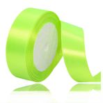 ALOHOVME Floresan Yeşil Kurdele 25 mm, Hediye Paketleme için 23 Metre Saten Hediye Kurdeleleri, Kendin Yap El Sanatları, Çiçekçi Gelin Buketleri, Yay Yapımı, Dikiş Projeleri, Doğum Günü ve Düğün Pastası