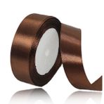 ALOHOVME Kahve şeridi 25 mm, 23 metre saten kumaş kurdeleler hediye paketleme, el işi, fiyonk yapımı, çiçekçi buketleri, çelenkler, kendin yap dikiş projeleri, doğum günü, bebek duşu ve düğün pastası