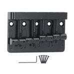 Alomejor 4 Telli Retro Stil Bas Köprüsü Daha Kalın Taban Plakası J Bass Için Ayarlanabilir Eyerler (BLACK)