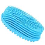 Alomejor Bebek banyo fırçası çocuk silikon vücut masaj fırçası vücut yıkama banyo duş aleti küçük çocuklar için hassas cilt saç yüz (mavi)