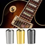 Alomejor Gitar şalteri ucu, gitar pikap şalteri, 3 yollu şalterli, bakır elektro gitar aksesuarı, şalter kapağı (3,5 mm gümüş + siyah + altın)