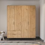 Alonex Aden 4 Kapaklı Çekmeceli Sepet Ahşap Gardırop