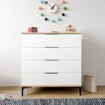Alonex Beyaz 4 Çekmeceli Şifonyer Modern Tasarım 80 cm Genişlik 92 cm Yükseklik 44,6 cm Derinlik