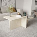 Alonex Diana Mermer Desenli Orta Sehpa - Krem