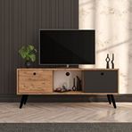 Alonex Force Tv Ünitesi Atlantik Çam Antrasit Televizyon Konsolu 140 cm Ekonomik Modül Sehpa