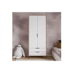 ALONEX HOME Aden 2 Kapaklı Çekmeceli Full Beyaz Gardırop, Elbise Dolabı