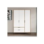 ALONEX HOME Aden 3 Kapaklı Çekmeceli Full Beyaz Gardırop , Elbise Dolabı, Raflı Dolap