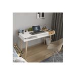 ALONEX HOME Flex Çalışma Masası, Bilgisayar Masası, Ahşap Ayak Çalışma Masası, Ekonomik Masa, Sepet-beyaz