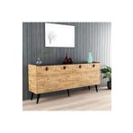 ALONEX HOME Kaya Konsol Atlantik Çam Mermer Desenli 180 Cm Yemek Odası Ofis Salon Ünite, Ekonomik Konsol