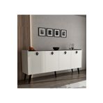 Alonex Home Kaya Konsol Ay Tasi (Kırık Beyaz) Mermer Desenli 180 Cm Yemek Odasi Ofis Salon Unite