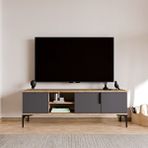 Alonex Home Tarz Full Antrasit, 150 Cm Tv Ünitesi , Tv Sehpası ,Raflı Tv Ünitesi Konsol