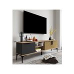 ALONEX HOME Tarz Raflı 180 Cm Metal Kulp Tv Ünitesi (ANTRASİT-YUNUS)
