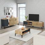 Alonex Home Tarz Tv Ünitesi 180 Cm-orta Sehpa-konsol 180 Cm 3'lü Set Antrasit Rengi Antrasit