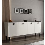Alonex Kaya Konsol Ay Taşı (Kırık Beyaz) Mermer Desenli 180 Cm Yemek Odası Ofis Salon Ünite
