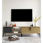 Alonex Tarz Raflı 180 cm Metal Kulp Tv Ünitesi (Sepet - Antrasit) DUBLIN002