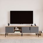 Alonex Tarz Tv Ünitesi , Raflı Tv Sehpası , 180 Cm Tv Konsolu Full Antrasit Antrasit