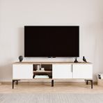 Alonex Tarz Tv Ünitesi, Raflı Tv Sehpası, 180 Cm Tv Konsolu (Full Beyaz)